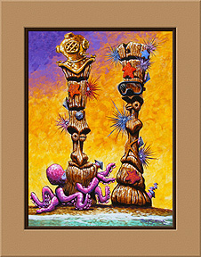 "Driftwood Tiki" art print by Trey Surtees