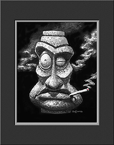 "Stone Smoker Tiki"  art print by Trey Surtees